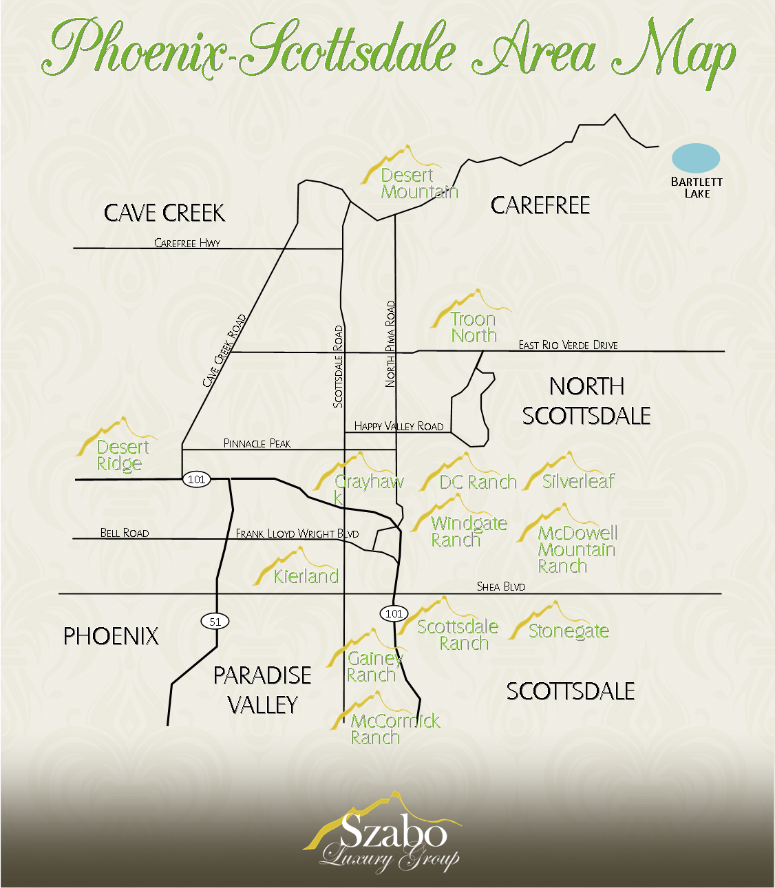 Phoenix and Scottsdale Area Communities Map - Scottsdale Real Estate