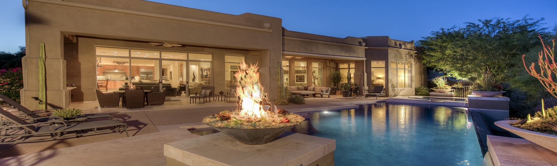 Scottsdale home with poolside fire feature